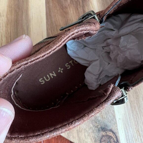 Sun + Stone Women's Adelinee Double Zip Ankle Booties Sz 5M in Chocolate Brown - Picture 7 of 10